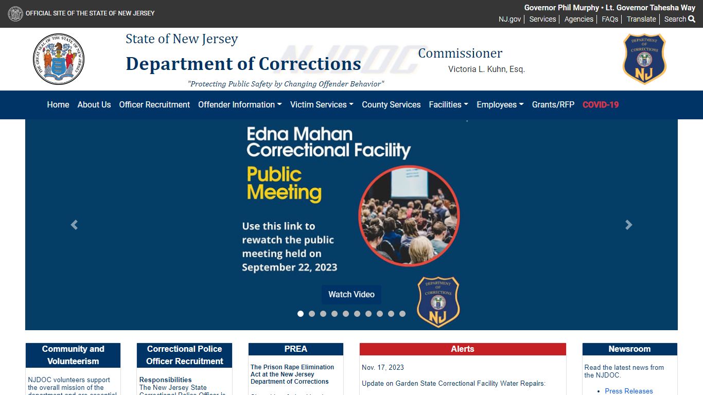 Forward to DOC Homepage - The Official Web Site for The State of New Jersey